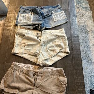 Lots of 3- Hollister and Volcom Blue/ Tan Jean Shorts